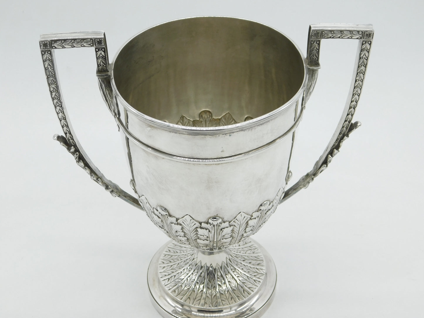 Victorian Large Sterling Silver Floral Pattern Trophy Cup Antique 1885 London