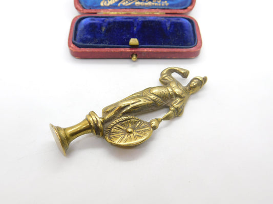 Victorian Cast Brass Uncut Desk Seal with Britannia Form Antique c1850