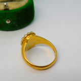 18ct Yellow Gold, Seed Pearl & Hair Set Mourning Ring Antique 1913 Chester
