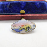 Aksel Holmsen Sterling Silver & Enamel Polar Bear Brooch Antique c1940 Art Deco