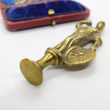 Victorian Cast Brass Uncut Desk Seal with Britannia Form Antique c1850