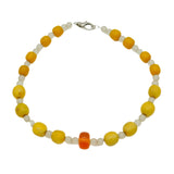 Sterling Silver, Amber & Crystal Beaded Necklace Vintage c1970 48cm