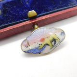 Aksel Holmsen Sterling Silver & Enamel Polar Bear Brooch Antique c1940 Art Deco