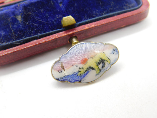 Aksel Holmsen Sterling Silver & Enamel Polar Bear Brooch Antique c1940 Art Deco