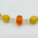 Sterling Silver, Amber & Crystal Beaded Necklace Vintage c1970 48cm