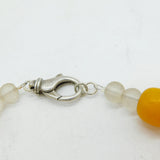Sterling Silver, Amber & Crystal Beaded Necklace Vintage c1970 48cm