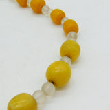 Sterling Silver, Amber & Crystal Beaded Necklace Vintage c1970 48cm