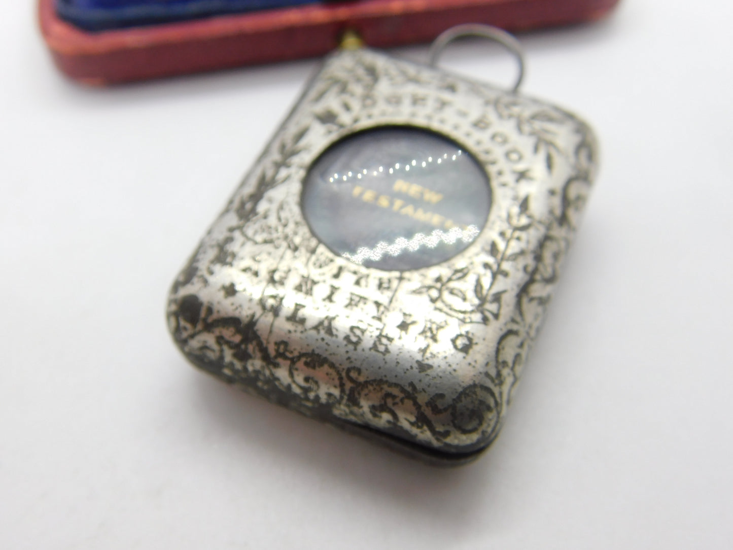 Victorian Silver Plated 'Midget Book' Case with Miniature Bible Antique c1880