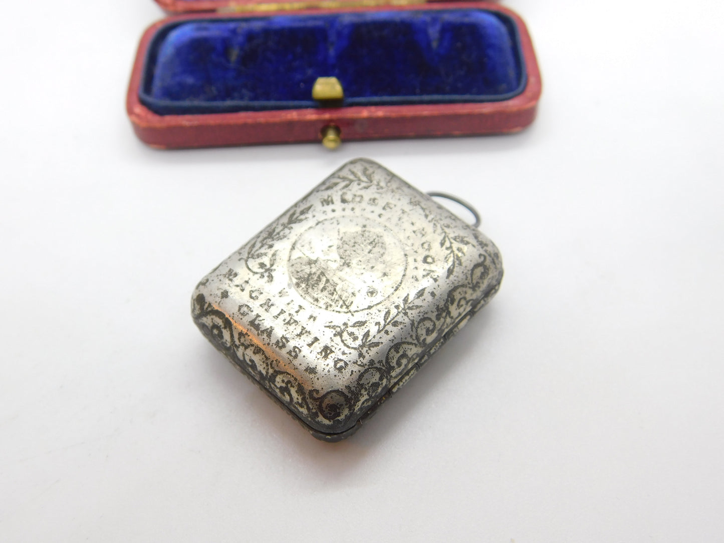 Victorian Silver Plated 'Midget Book' Case with Miniature Bible Antique c1880