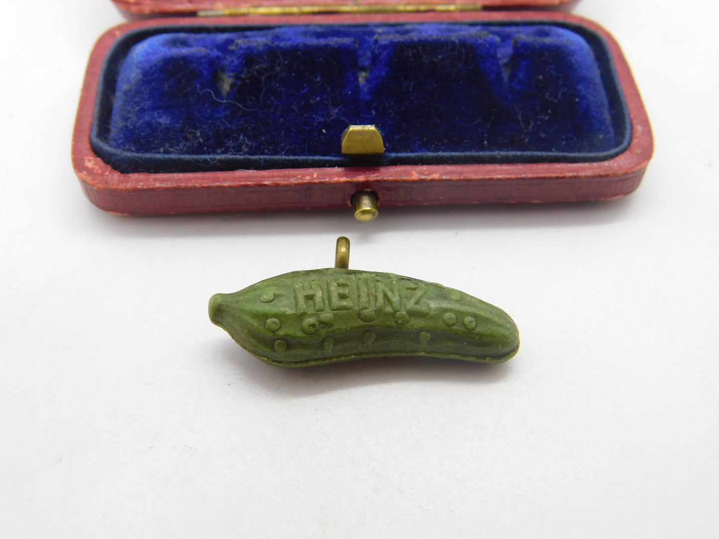 Gilt Metal & Enamel Heinz Pickle or Gherkin Advertising Charm Vintage c1970