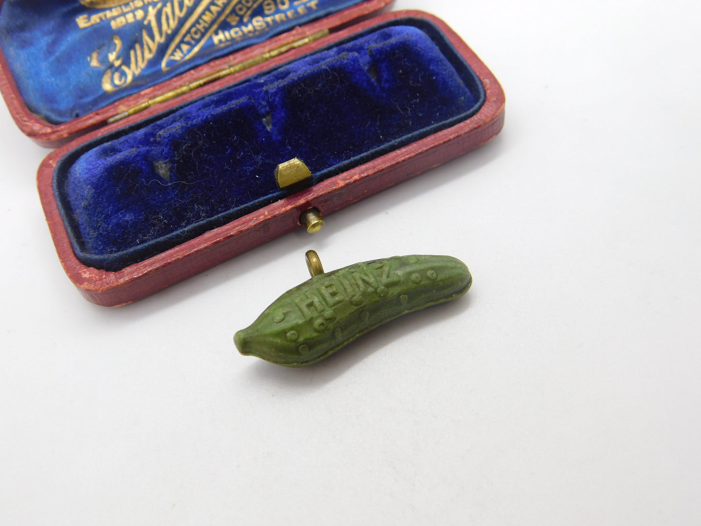 Gilt Metal & Enamel Heinz Pickle or Gherkin Advertising Charm Vintage c1970