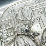 19th Century Dutch Sterling Silver Large Table Ashtray Tavern Scene Antique c1890