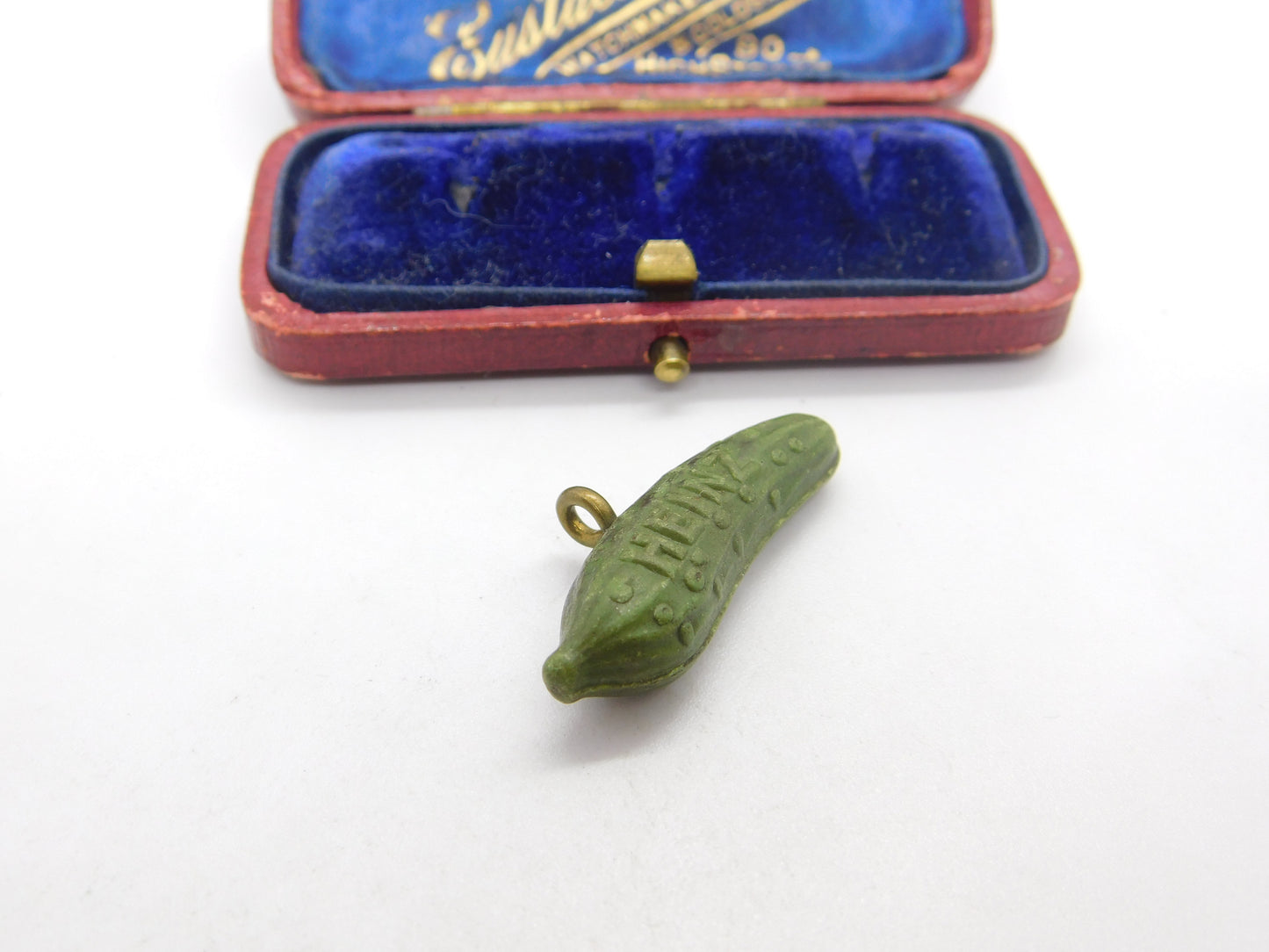 Gilt Metal & Enamel Heinz Pickle or Gherkin Advertising Charm Vintage c1970