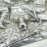 19th Century Dutch Sterling Silver Large Table Ashtray Tavern Scene Antique c1890