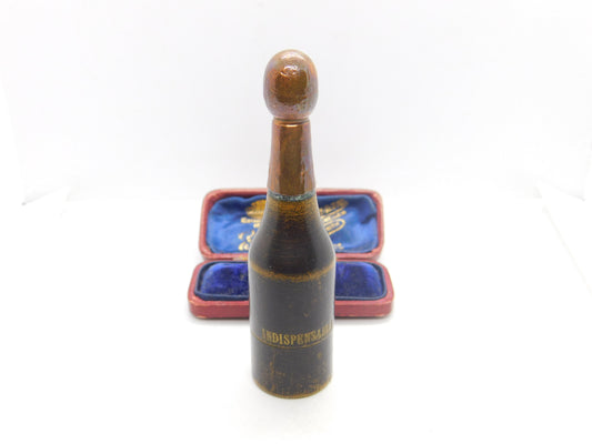 Victorian Novelty Champagne Bottle Needle Case & Thimble Holder Antique c1900