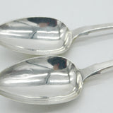 Irish Victorian Sterling Silver Fiddle Pattern Serving Spoon Pair Antique 1843 Dublin