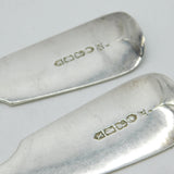 Irish Victorian Sterling Silver Fiddle Pattern Serving Spoon Pair Antique 1843 Dublin