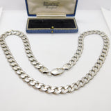 Chunky Sterling Silver Biker Style Curb Link Necklace Vintage c1970 22" Length
