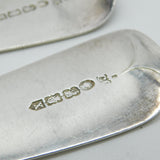 Irish Victorian Sterling Silver Fiddle Pattern Serving Spoon Pair Antique 1843 Dublin