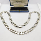 Chunky Sterling Silver Biker Style Curb Link Necklace Vintage c1970 22" Length