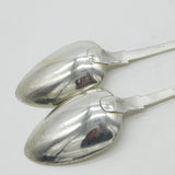 Irish Victorian Sterling Silver Fiddle Pattern Serving Spoon Pair Antique 1843 Dublin