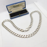 Chunky Sterling Silver Biker Style Curb Link Necklace Vintage c1970 22" Length