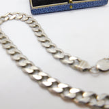 Chunky Sterling Silver Biker Style Curb Link Necklace Vintage c1970 22" Length