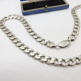 Chunky Sterling Silver Biker Style Curb Link Necklace Vintage c1970 22" Length