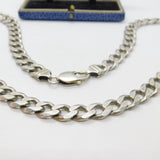 Chunky Sterling Silver Biker Style Curb Link Necklace Vintage c1970 22" Length