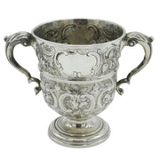Irish George II Sterling Silver Floral Loving Cup Trophy Antique c1750 Dublin