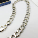 Chunky Sterling Silver Biker Style Curb Link Necklace Vintage c1970 22" Length