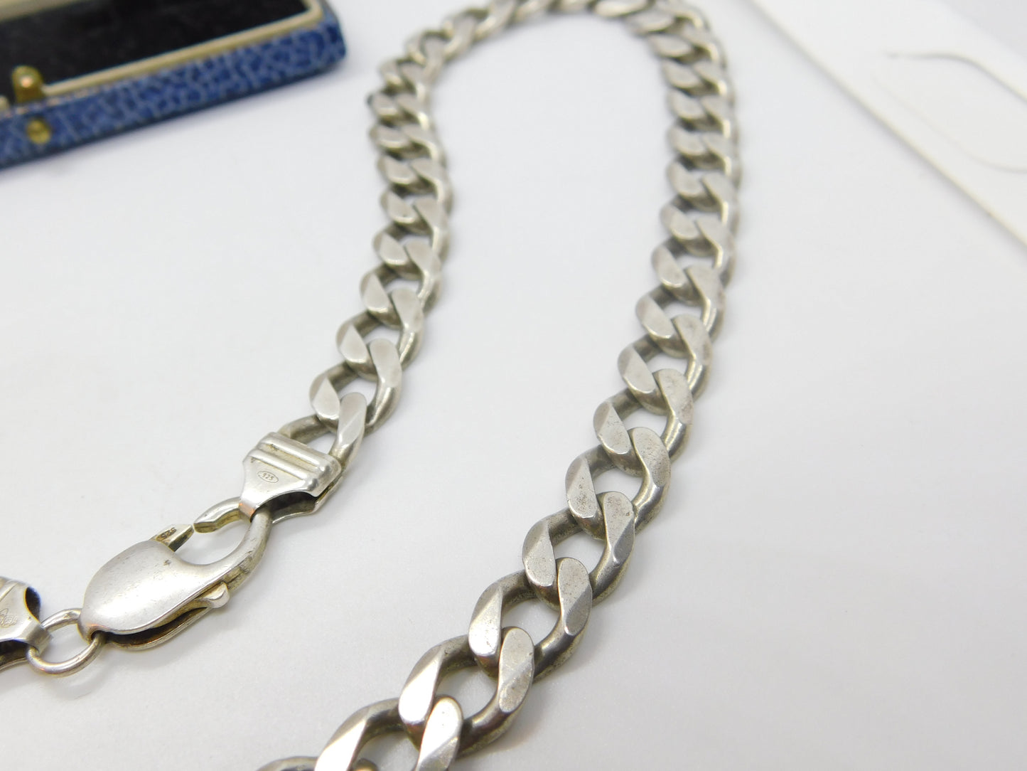 Chunky Sterling Silver Biker Style Curb Link Necklace Vintage c1970 22" Length