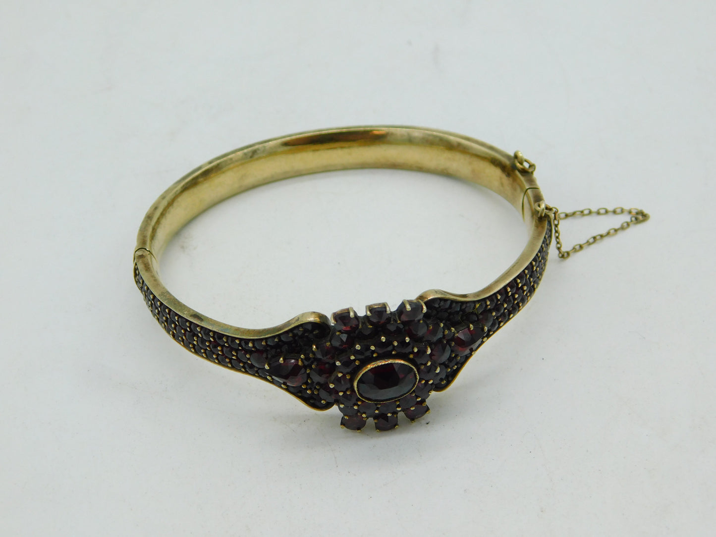19th Century Austro-Hungarian 8ct Gold Bohemian Garnet Set Bangle Antique c1860