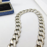 Chunky Sterling Silver Biker Style Curb Link Necklace Vintage c1970 22" Length