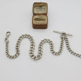 Edwardian Sterling Silver Graduating Albert Watch Chain 1904 London Antique