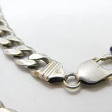 Chunky Sterling Silver Biker Style Curb Link Necklace Vintage c1970 22" Length