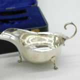 Boxed Pair of Sterling Silver Gravy or Sauce Boats Antique 1921 Chester Art Deco