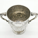 Irish George II Sterling Silver Floral Loving Cup Trophy Antique c1750 Dublin