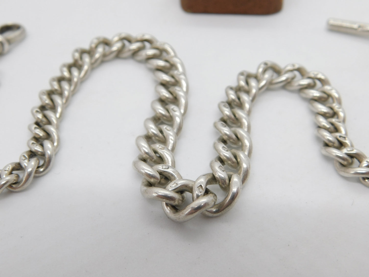 Edwardian Sterling Silver Graduating Albert Watch Chain 1904 London Antique