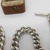 Edwardian Sterling Silver Graduating Albert Watch Chain 1904 London Antique