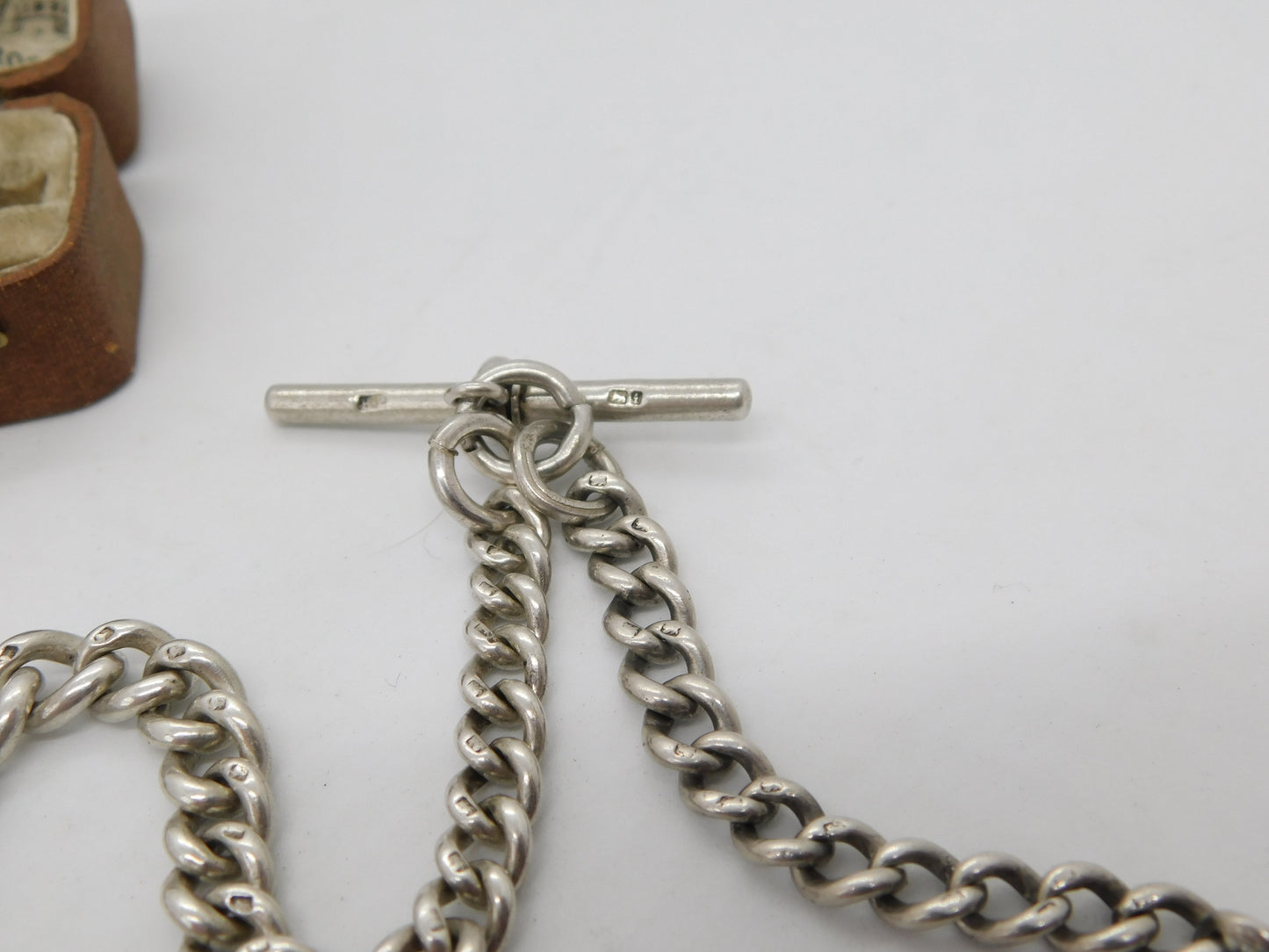 Edwardian Sterling Silver Graduating Albert Watch Chain 1904 London Antique