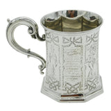 Victorian Sterling Silver Social History Presentation Mug Antique 1854 London