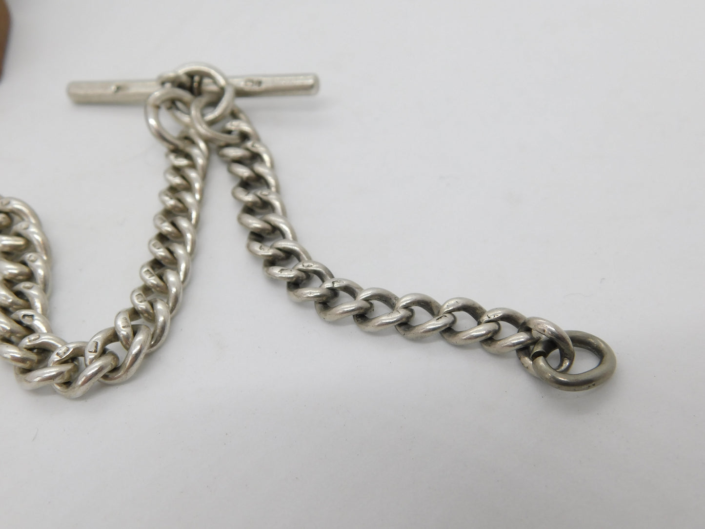 Edwardian Sterling Silver Graduating Albert Watch Chain 1904 London Antique