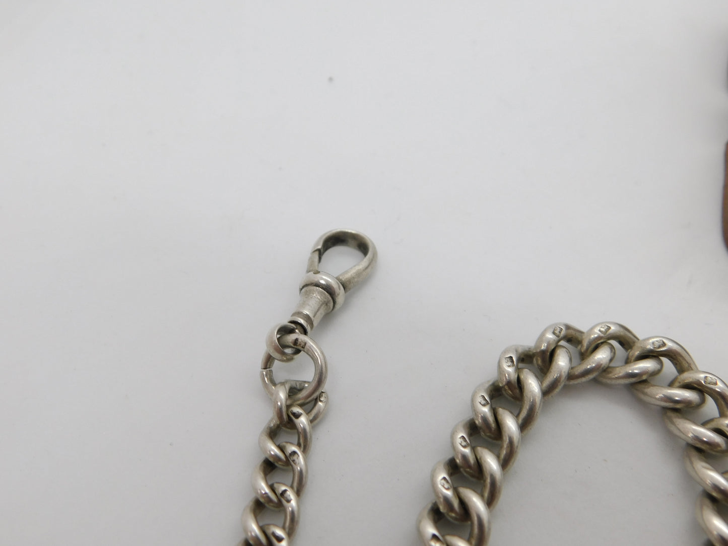 Edwardian Sterling Silver Graduating Albert Watch Chain 1904 London Antique