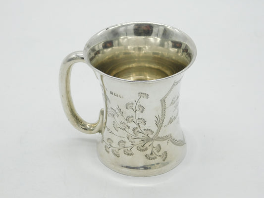 Sterling SIlver Floral Pattern Christening Cup Antique 1922 Birmingham Art Deco