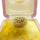 9ct Yellow Gold Textured Pattern Honeycomb Band Ring 1982 Birmingham Vintage