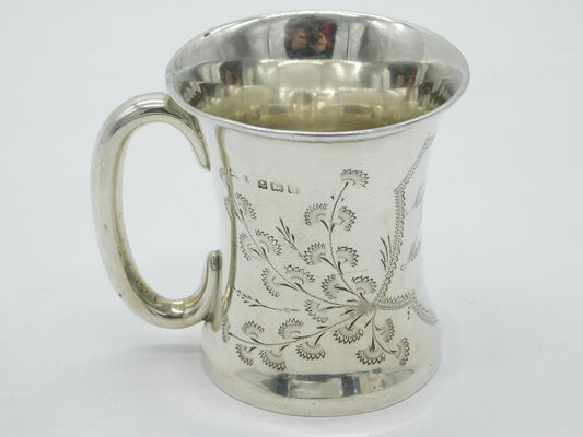 Sterling SIlver Floral Pattern Christening Cup Antique 1922 Birmingham Art Deco