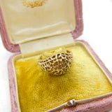 9ct Yellow Gold Textured Pattern Honeycomb Band Ring 1982 Birmingham Vintage