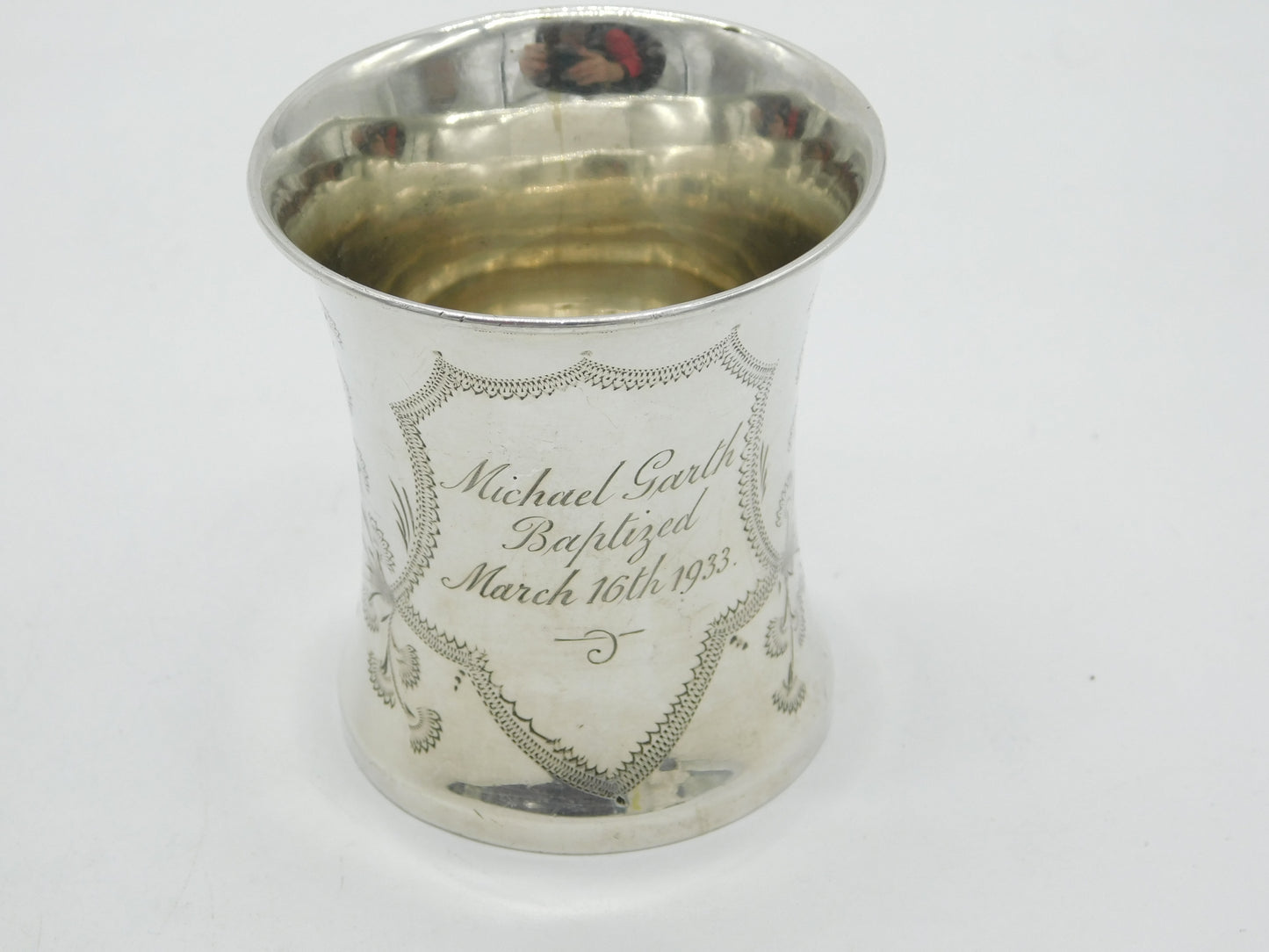 Sterling SIlver Floral Pattern Christening Cup Antique 1922 Birmingham Art Deco