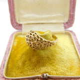 9ct Yellow Gold Textured Pattern Honeycomb Band Ring 1982 Birmingham Vintage